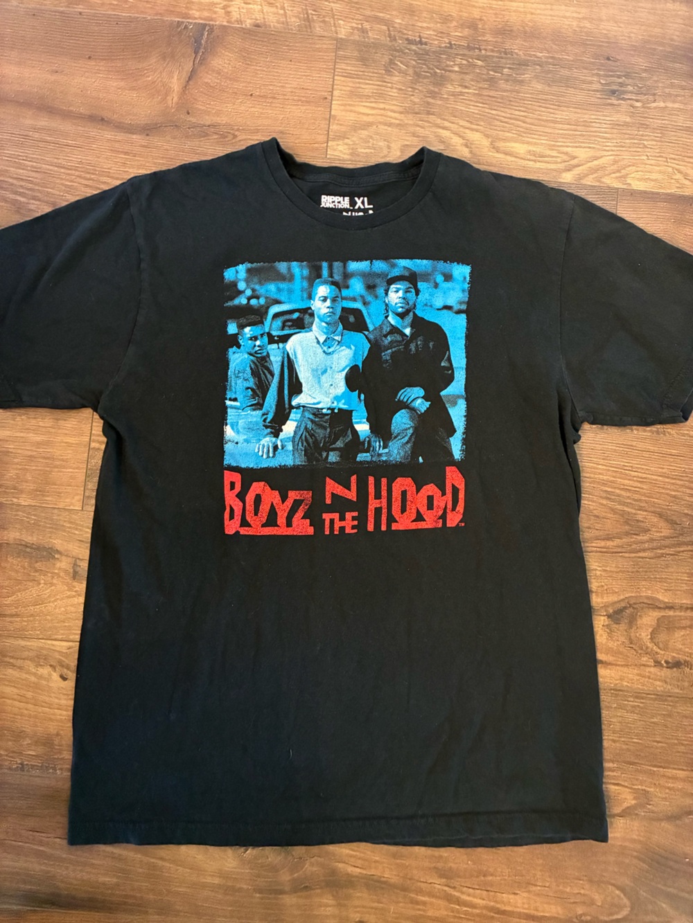 Ripple Junction Black Tee with Red & Blue Boyz N The Hood Graphic
